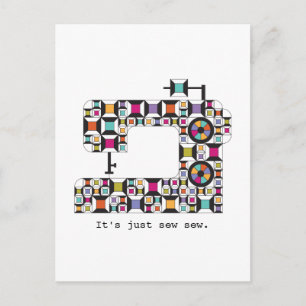 Colorful Sewing Machine Quilt Pattern Postkarte