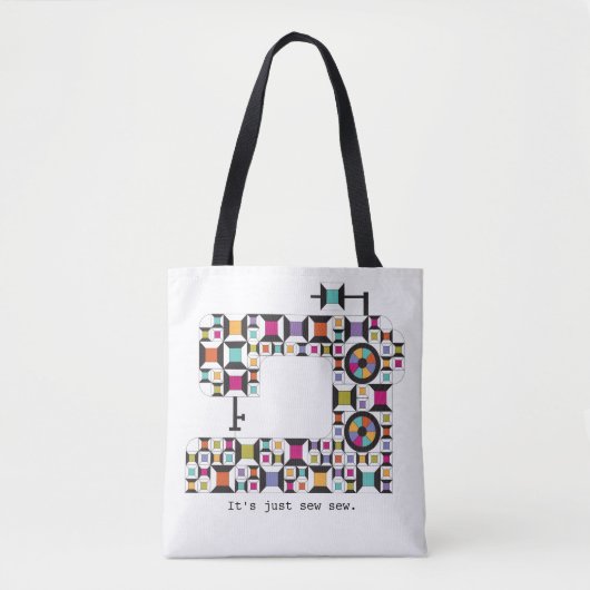 Colorful Sewing Machine Quilt Pattern Tote Bag Tasche (Vorderseite)