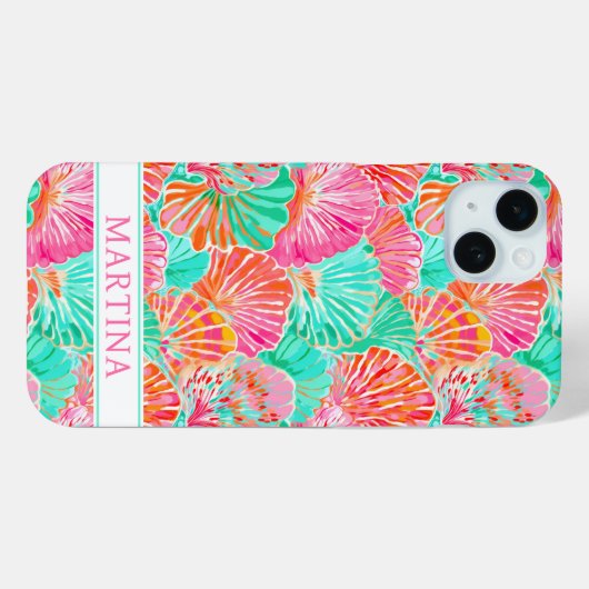 Colorful Shells Monogrammed Case-Mate iPhone Hülle (Rückseite (Horizontal))