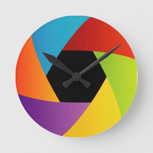 Colorful Shutter aperture background Runde Wanduhr (Vorderseite)