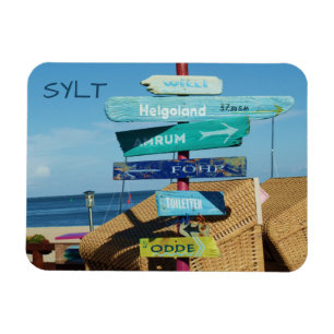 Colorful Signs on Post, Hörnum, Sylt Island Postca Magnet