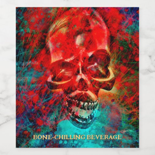 Colorful skull. Bone-Chilling Beverage Weinetikett (Einzelnes Label)