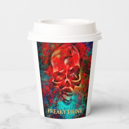 Colorful skull. Freaky Drink Pappbecher (Rückseite)