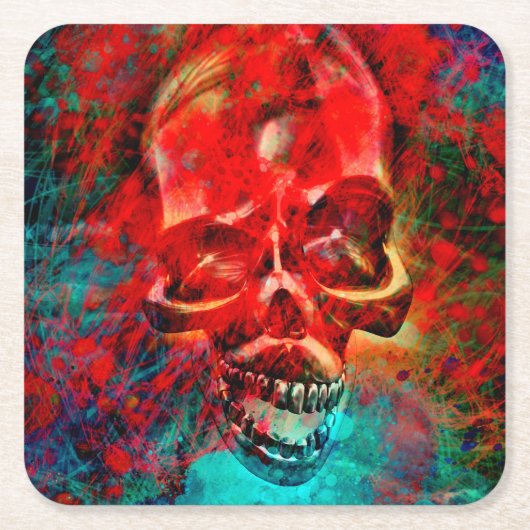 Colorful skull rechteckiger pappuntersetzer (Vorderseite)