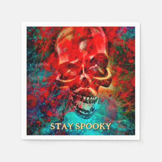 Colorful skull. Stay Spooky Serviette (Vorderseite)