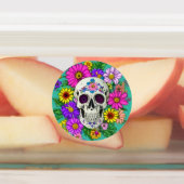 colorful skull with flowers etiketten (Befestigt)