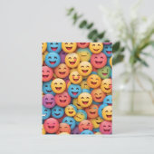 Colorful Smile Emoji Postkarte (Stehend Vorderseite)