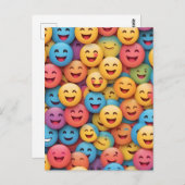 Colorful Smile Emoji Postkarte (Vorne/Hinten)