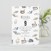 Colorful Snakes Reptile Animal Birthday Party Invi Einladung (Stehend Vorderseite)