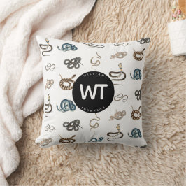 Colorful Snakes Reptile Animal Pattern Monogram Kissen