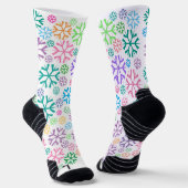 Colorful Snowflakes Pattern on White Socken (Gewinkelt)