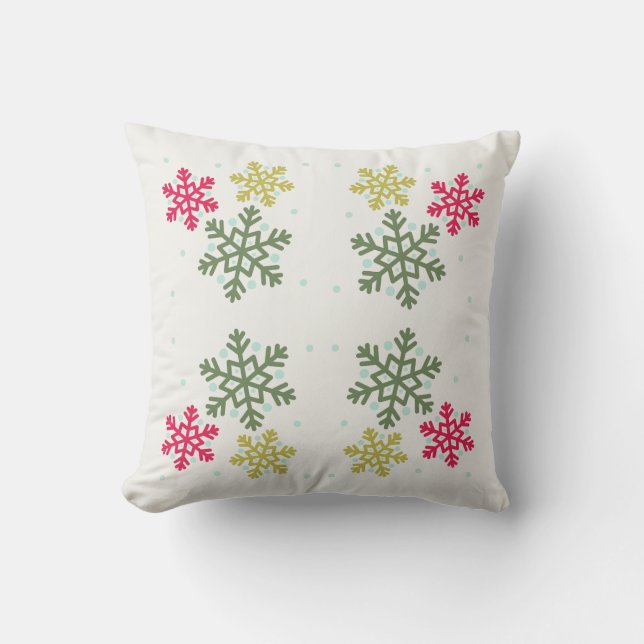  Colorful Snowflakes Winter Pillow Kissen (Vorderseite)