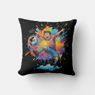Colorful Soccer Boy Throw Pillow Kissen