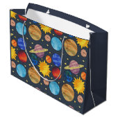 Colorful Solar System Große Geschenktüte (Rückseite Schrägansicht)