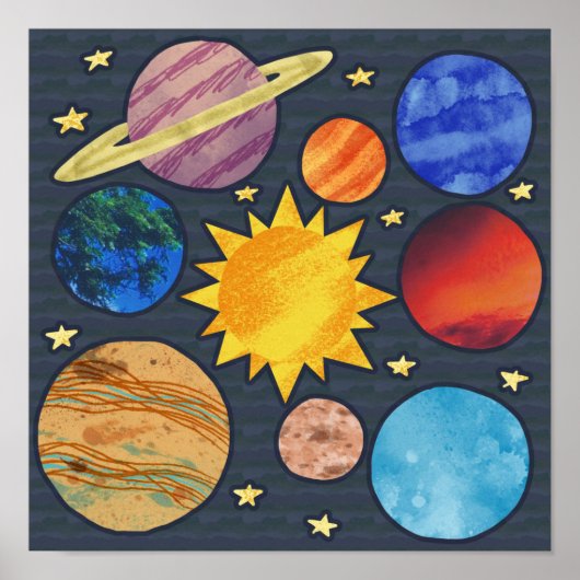 Colorful Solar System Poster (Vorne)