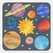 Colorful Solar System Quadratischer Aufkleber (Vorderseite)