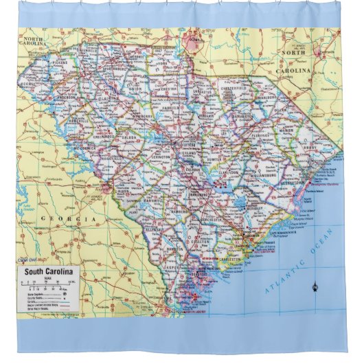 Colorful South Carolina Map Shower Curtain Duschvorhang (Vorderseite)
