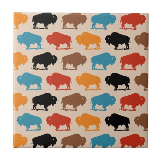 Colorful Southwestern Buffalo Muster Fliese (Vorderseite)