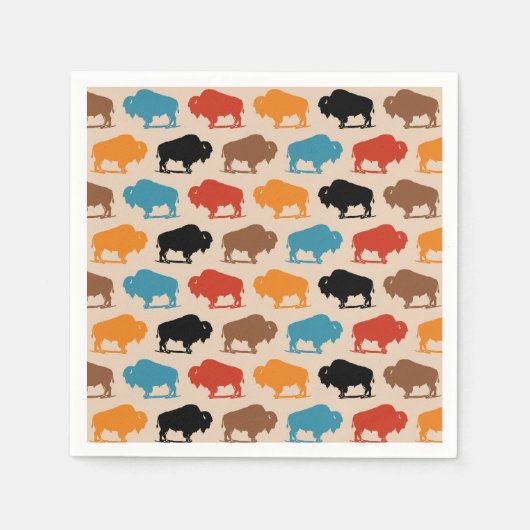 Colorful Southwestern Buffalo Muster Serviette (Vorderseite)