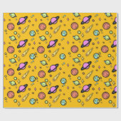 Colorful Space Doodle Wrapping Paper Geschenkpapier (Flach)