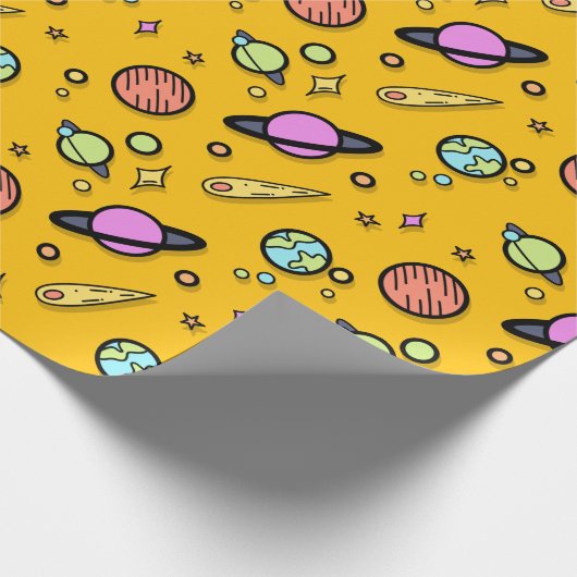 Colorful Space Doodle Wrapping Paper Geschenkpapier (Ecke)