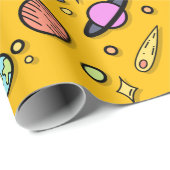 Colorful Space Doodle Wrapping Paper Geschenkpapier (Rolleneckpunkt)