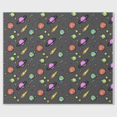 Colorful Space Doodle Wrapping Paper Geschenkpapier (Flach)