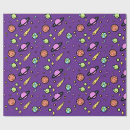 Colorful Space Doodle Wrapping Paper | Planets Geschenkpapier
