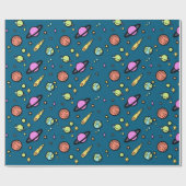 Colorful Space Doodle Wrapping Paper | Planets Geschenkpapier (Flach)