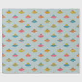 Colorful Spaceship Wrapping Paper Geschenkpapier (Flach)