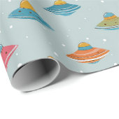 Colorful Spaceship Wrapping Paper Geschenkpapier (Rolleneckpunkt)