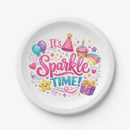 Colorful Sparkle Time Birthday Party Paper Plates Pappteller