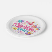 Colorful Sparkle Time Birthday Party Paper Plates Pappteller (Schrägansicht)