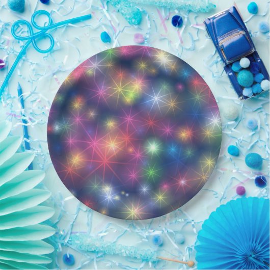 Colorful Sparkles Party Lights Pappteller (Party)