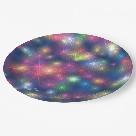 Colorful Sparkles Party Lights Pappteller (Schrägansicht)