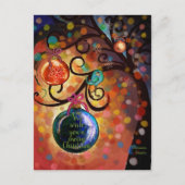 Colorful Sparkling Christmas Tree Art Postkarte (Vorderseite)