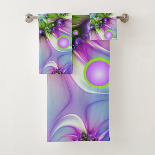 Colorful Spiral Round Shapes Abstract Fractal Art Badhandtuch Set (Insitu)