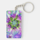 Colorful Spiral Round Shapes Abstract Fractal Art Schlüsselanhänger (Rückseite)