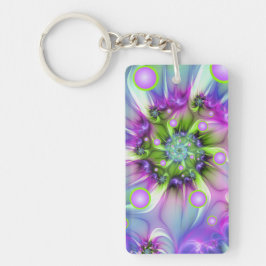 Colorful Spiral Round Shapes Abstract Fractal Art Schlüsselanhänger