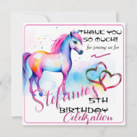 Colorful Spirit Pony 2 Geburtstag Danke Karte