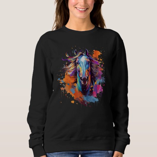 Colorful Splash Arabian Horse Sweatshirt (Vorderseite)