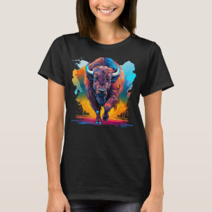 Colorful Splash Art Bison American Buffalo Lover T-Shirt
