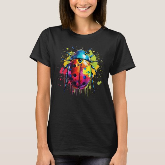 Colorful Splash Art Ladybug Naturoase Lover T-Shirt (Vorderseite)