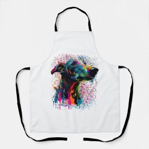 Colorful Splash Greyhound Portrait Welpe Besitzer Schürze