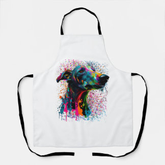 Colorful Splash Greyhound Portrait Welpe Besitzer Schürze