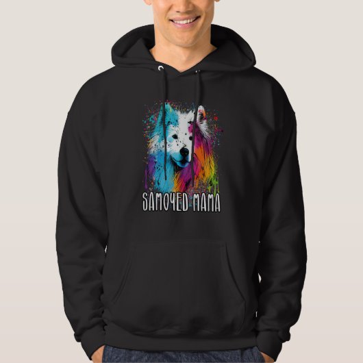 Colorful Splash Samoyed Mama Portrait Puppy Hoodie (Vorderseite)