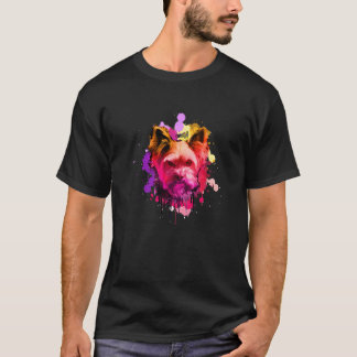 Colorful Splash Yorkshire Terrier Portrait Yorkie T-Shirt