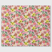 Colorful Spring Floral Garden Gift Wrapping Paper Geschenkpapier (Flach)
