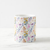 Colorful Spring Flower Watercolor Pattern Monogram Kaffeetasse (Mittel)