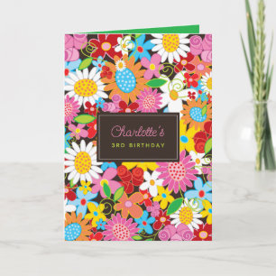 Colorful Spring Flowers Garden Whimsical Floral Karte